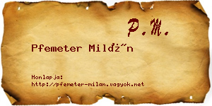Pfemeter Milán névjegykártya